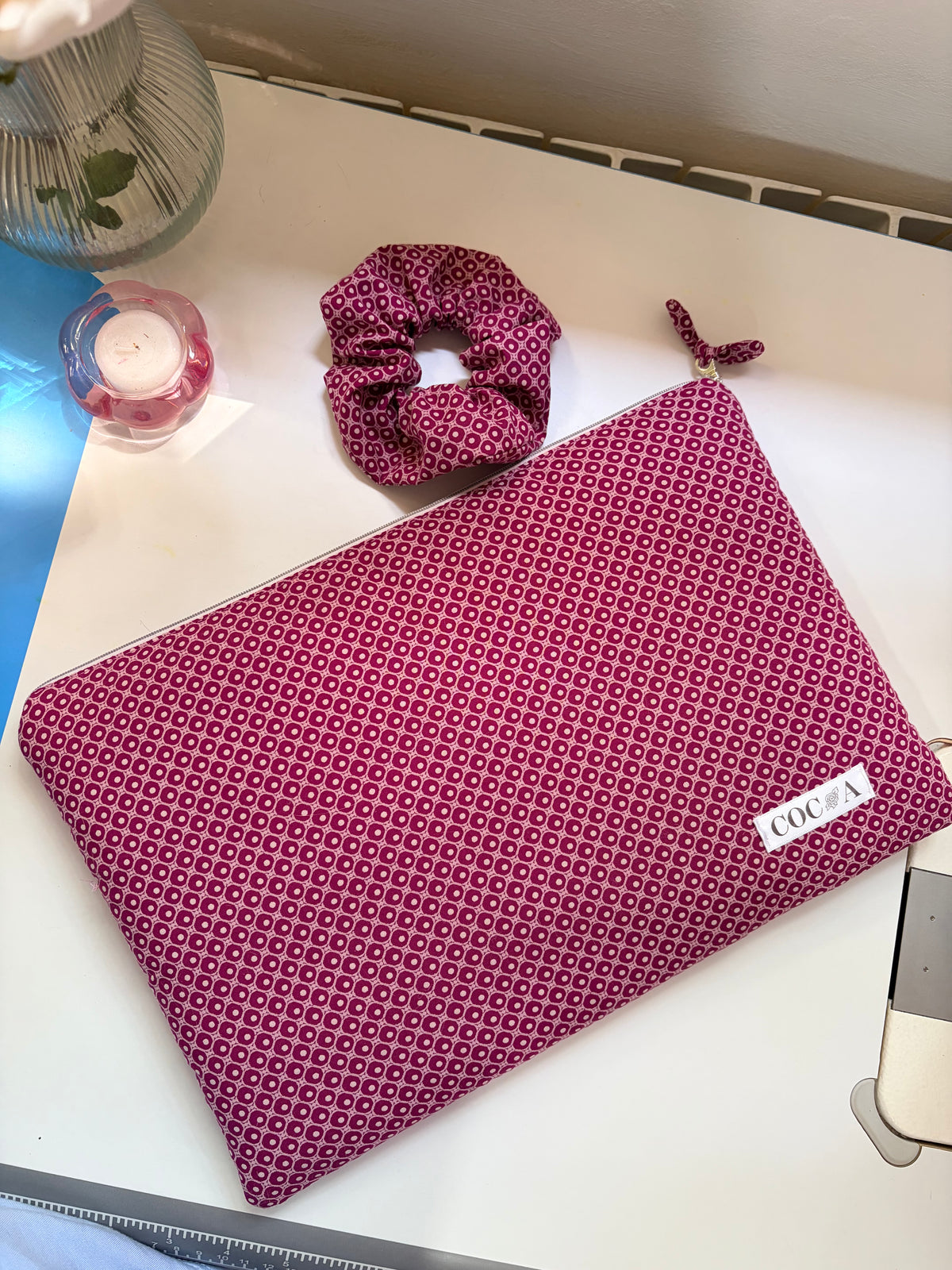 Funda portátil mosaico burdeos