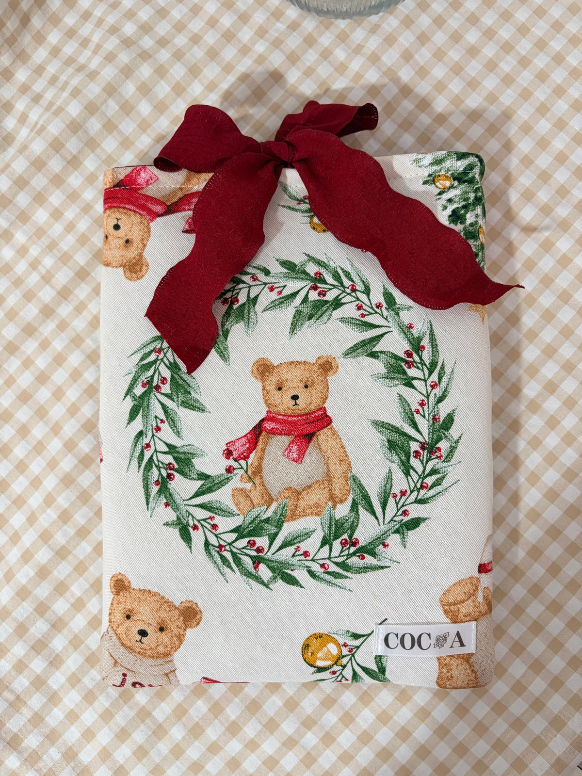 Funda libro saco ositos navideños