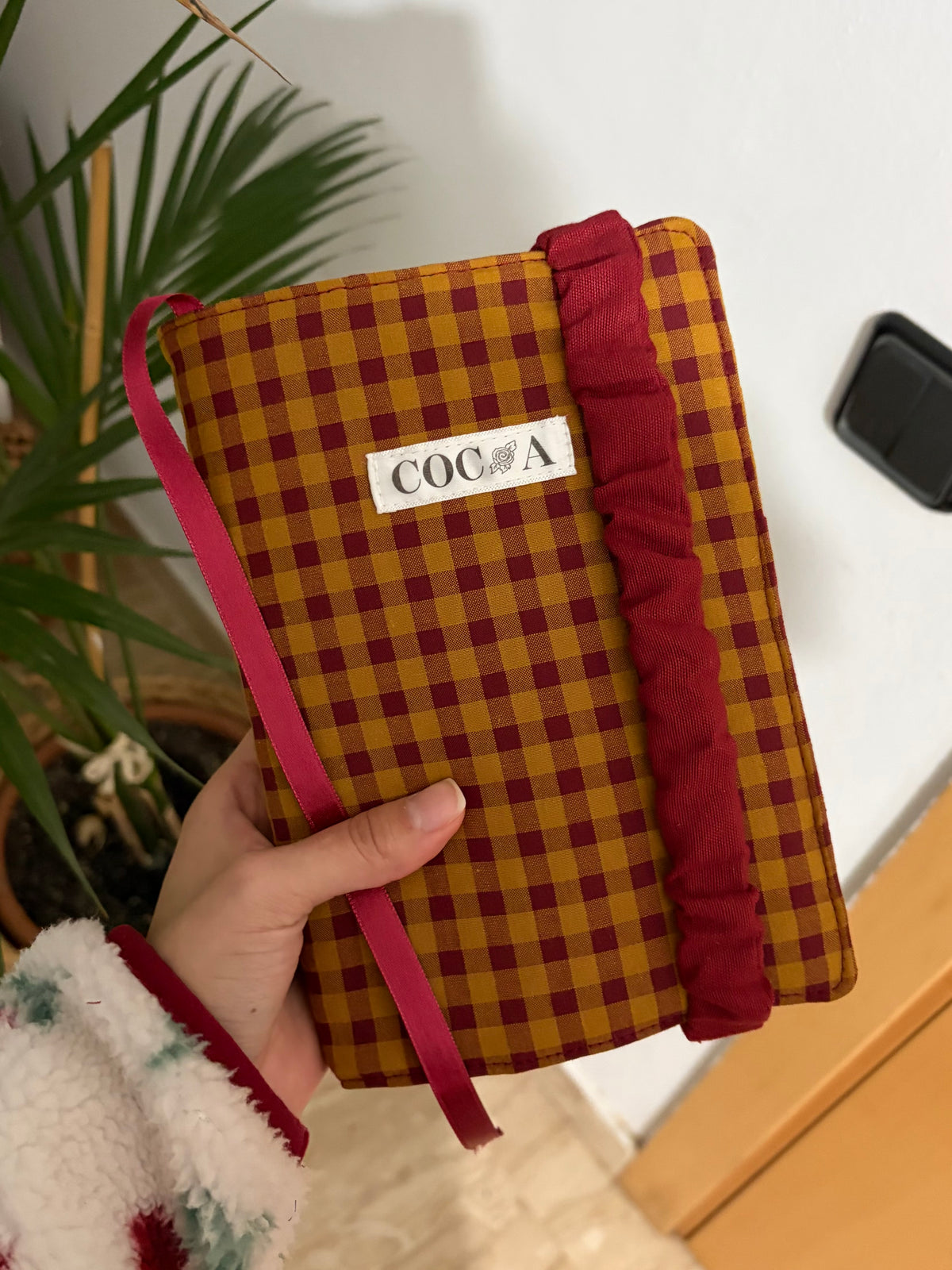 Funda libro adaptable vichy burdeos