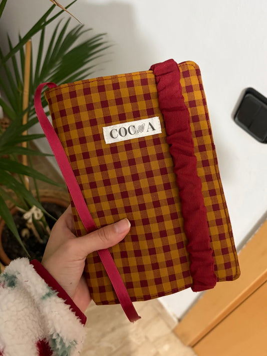 Funda libro adaptable vichy burdeos