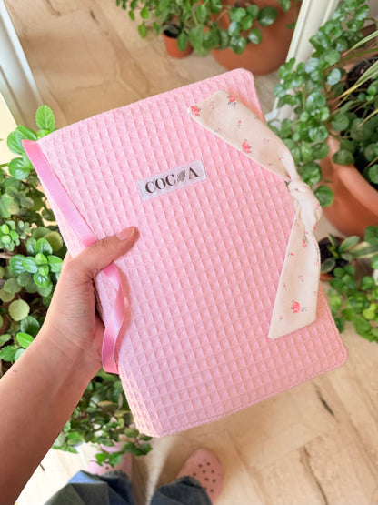 Funda libro solapa waffle rosa