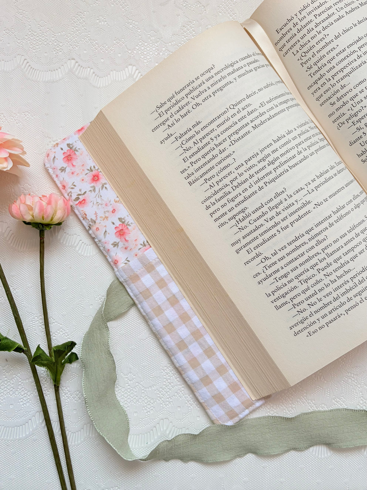 Funda libro solapa flores salmon