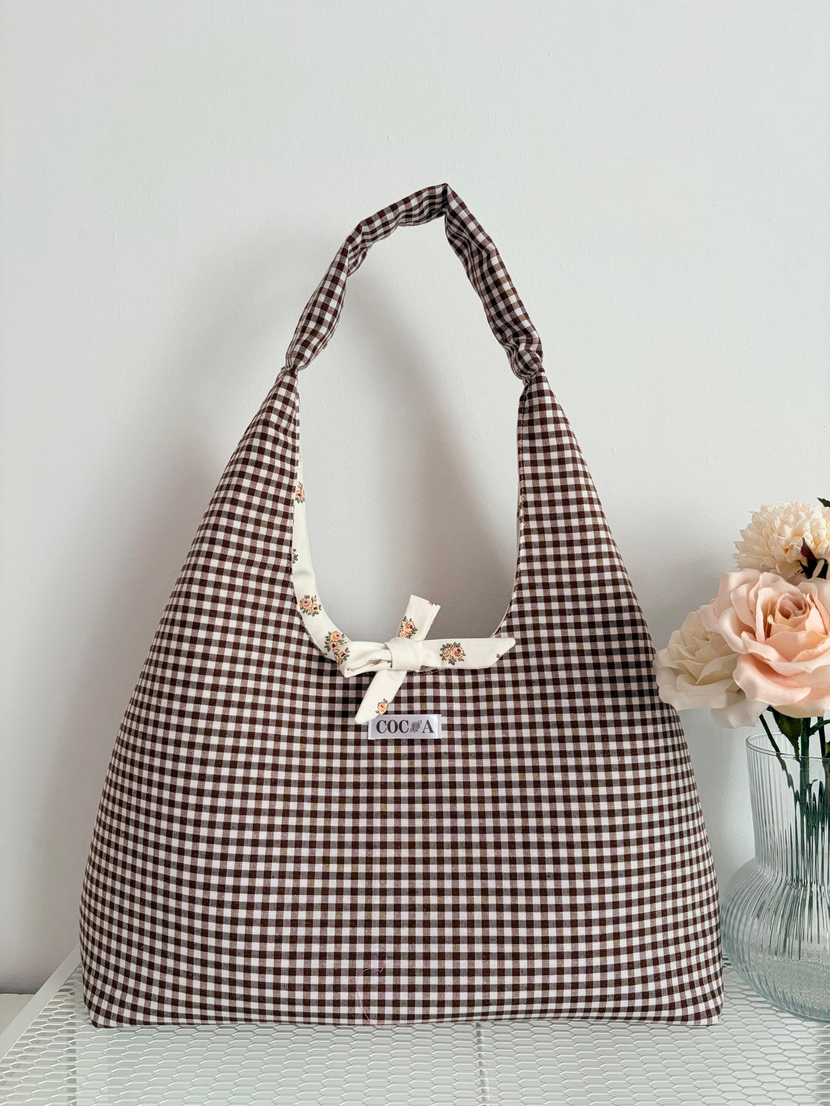 Bolso boho vichy marrón