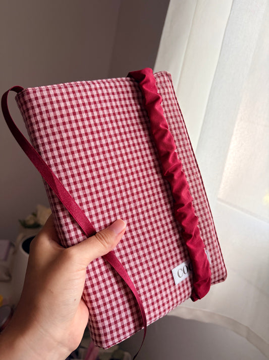 Funda libro adaptable gingham burdeos