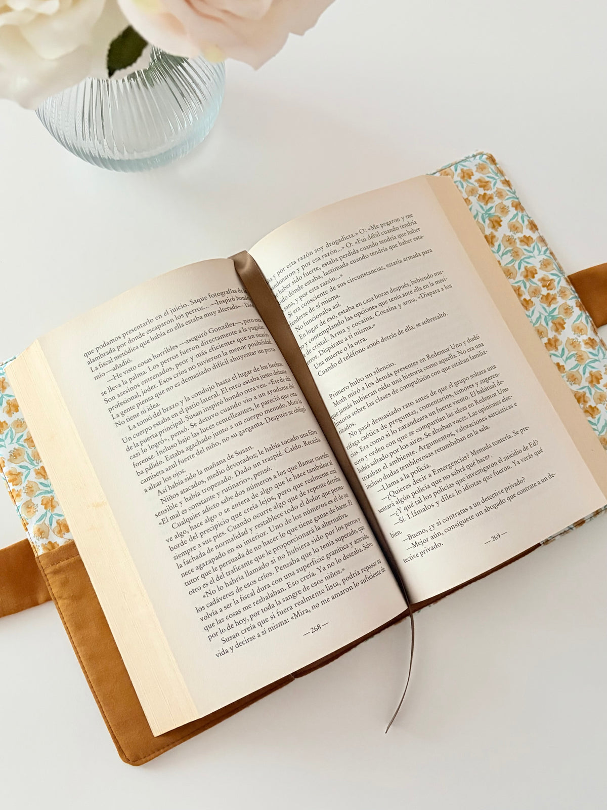 Funda libro solapa caramel flowers