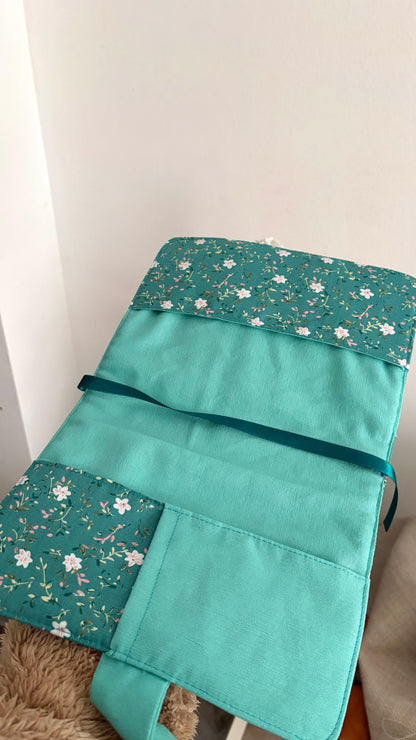 Funda de libro de tela esmeralda