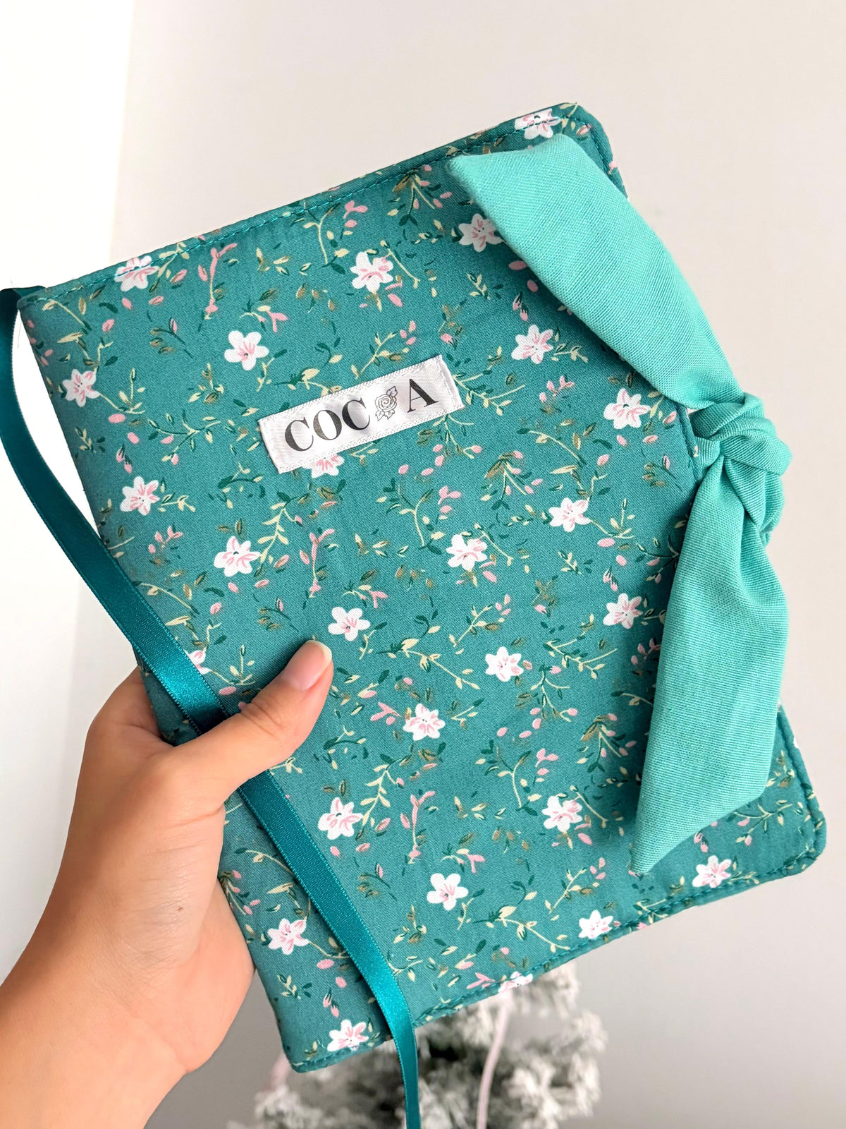 Funda de libro de tela esmeralda
