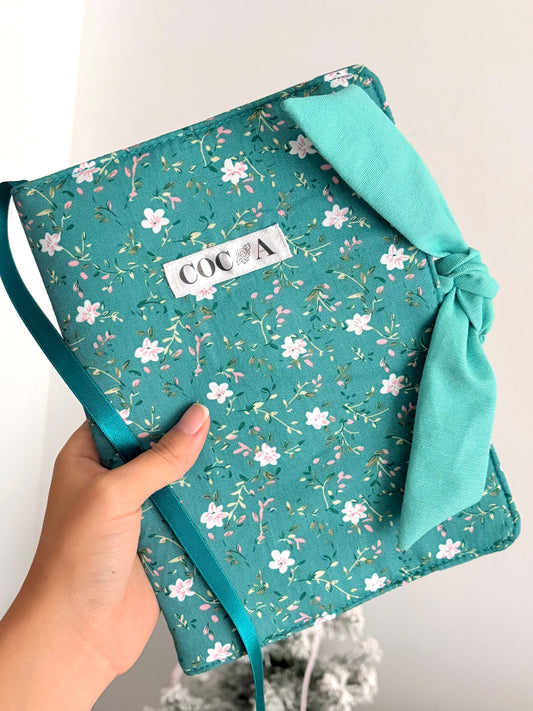 Funda de libro de tela esmeralda