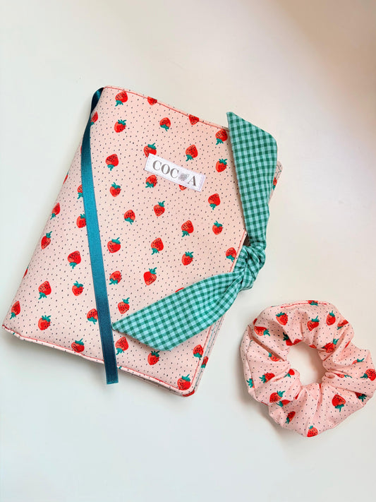 Funda de libro de tela fresa y melón